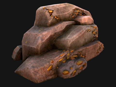 Golden Ore Nugget Gold Mine Mineral Model 3D