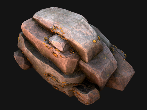 Golden Ore Nugget Gold Mine Mineral Model 3D