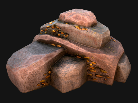 Golden Ore Nugget Gold Mine Mineral Model 3D