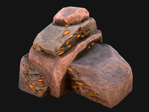 Golden Ore Nugget Gold Mine Mineral Model 3D