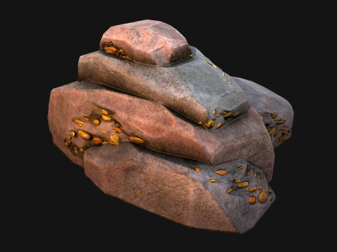 Golden Ore Nugget Gold Mine Mineral Model 3D
