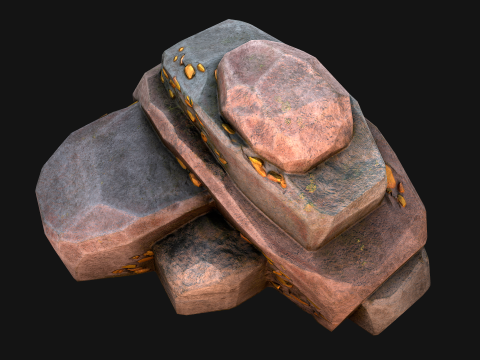 Golden Ore Nugget Gold Mine Mineral Model 3D