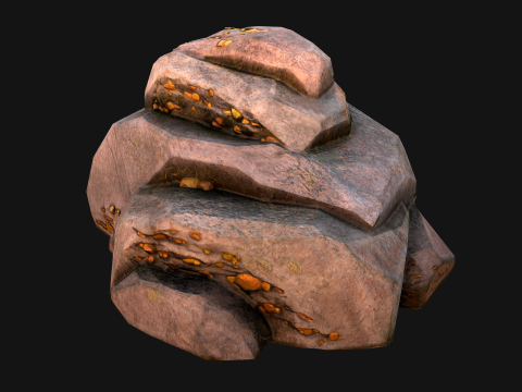 Golden Ore Nugget Gold Mine Mineral Model 3D