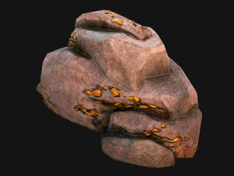 Golden Ore Nugget Gold Mine Mineral Model 3D