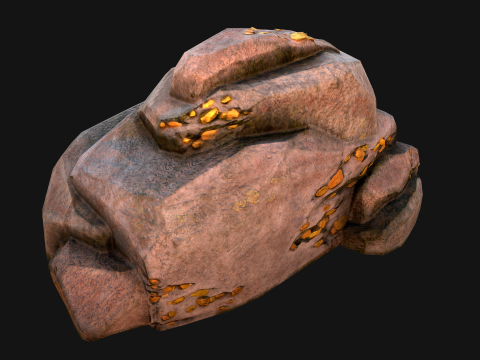 Golden Ore Nugget Gold Mine Mineral Model 3D