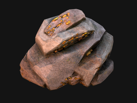 Golden Ore Nugget Gold Mine Mineral Model 3D