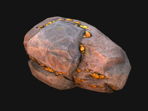 Golden Ore Nugget Gold Mine Mineral Model 3D