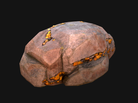 Golden Ore Nugget Gold Mine Mineral Model 3D