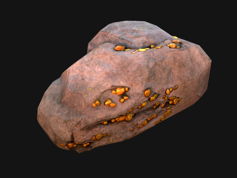 Golden Ore Nugget Gold Mine Mineral Model 3D