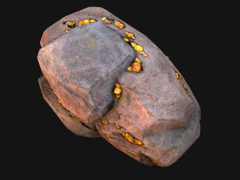 Golden Ore Nugget Gold Mine Mineral Model 3D