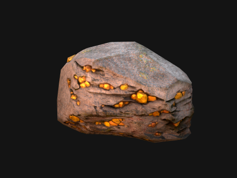 Golden Ore Nugget Gold Mine Mineral Model 3D