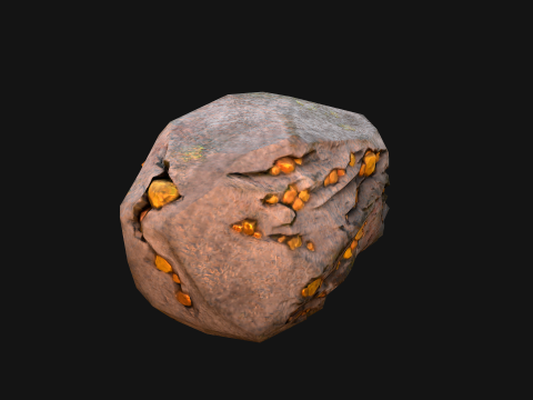 Golden Ore Nugget Gold Mine Mineral Model 3D