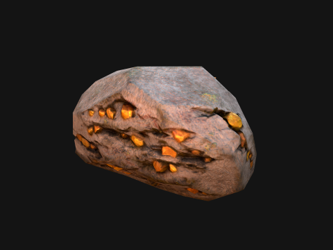 Golden Ore Nugget Gold Mine Mineral Model 3D