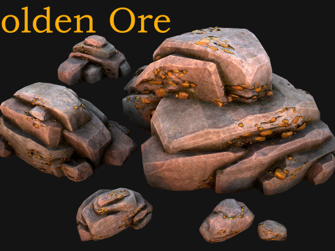 Gold Ore Mineral Treasure Mines 3D Model