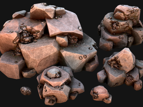 Stones and Rocks Iron Ore Mineral 3D Model