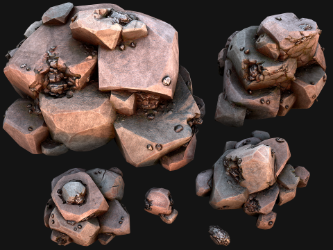 Stones and Rocks Iron Ore Mineral 3D Model