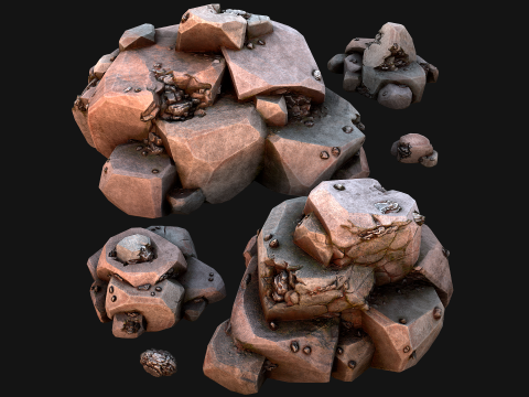 Stones and Rocks Iron Ore Mineral 3D Model