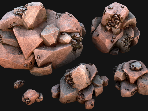 Stones and Rocks Iron Ore Mineral 3D Model