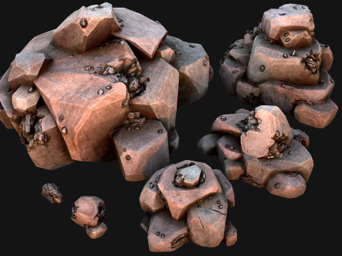 Stones and Rocks Iron Ore Mineral 3D Model