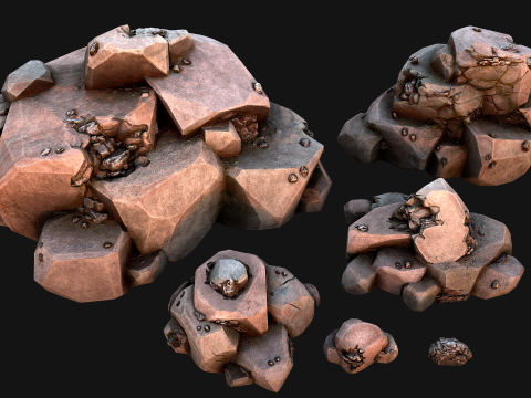 Stones and Rocks Iron Ore Mineral 3D Model