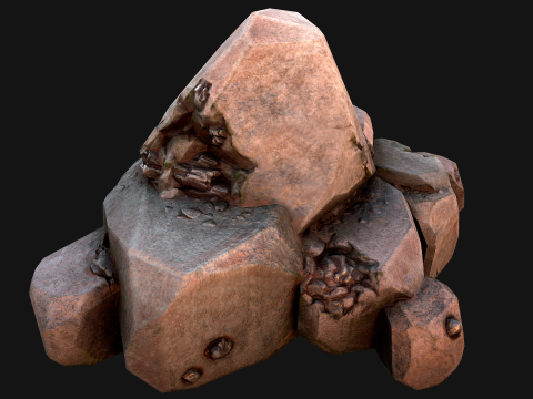 Stones and Rocks Iron Ore Mineral 3D Model