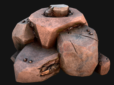 Stones and Rocks Iron Ore Mineral 3D Model