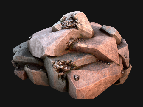 Stones and Rocks Iron Ore Mineral 3D Model