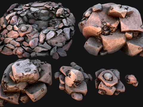 Iron Ore Rocks and Stones Set Model 3D