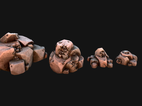 Iron Ore Rocks and Stones Set Model 3D