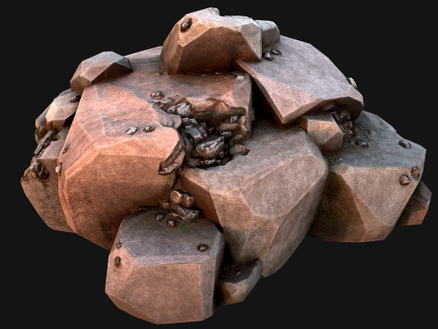 Iron Ore Rocks and Stones Set Model 3D