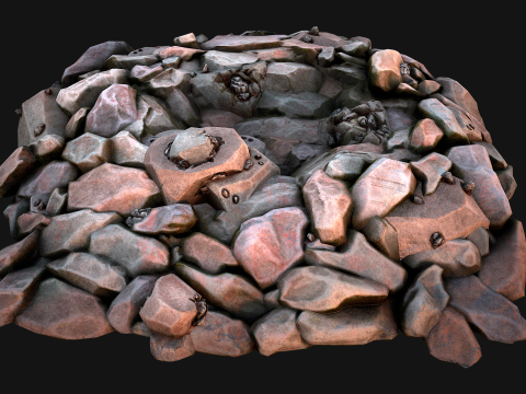 Iron Ore Rocks and Stones Set Model 3D