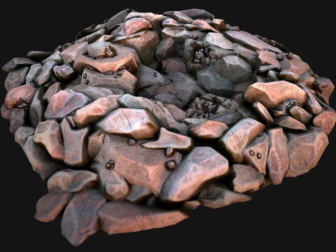 Iron Ore Rocks and Stones Set Model 3D