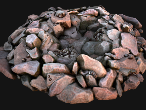 Iron Ore Rocks and Stones Set Model 3D