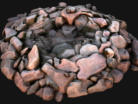 Iron Ore Rocks and Stones Set Model 3D