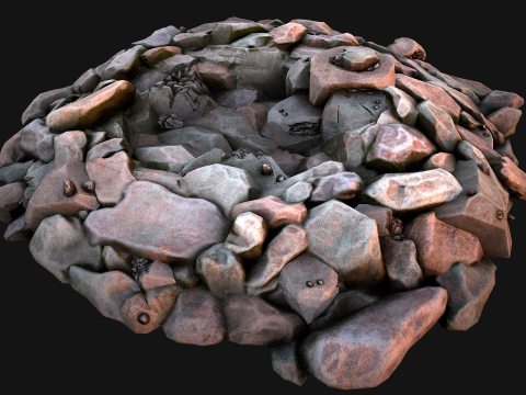 Iron Ore Rocks and Stones Set Model 3D