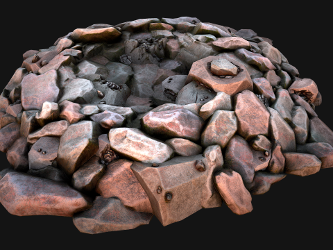 Iron Ore Rocks and Stones Set Model 3D