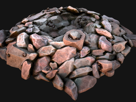 Iron Ore Rocks and Stones Set Model 3D