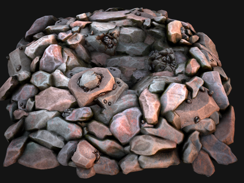 Iron Ore Rocks and Stones Set Model 3D