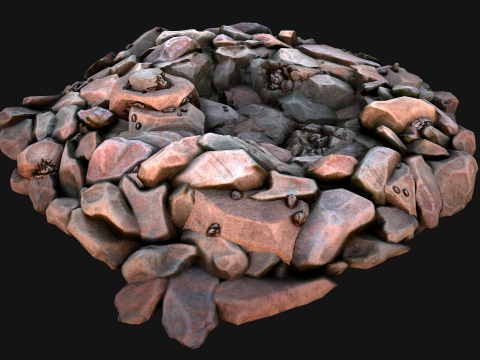 Iron Ore Rocks and Stones Set Model 3D