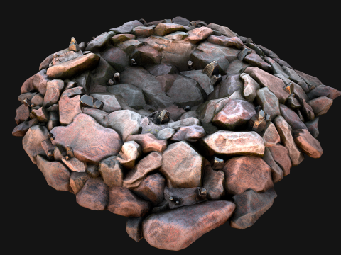 Tin Ore Deposits Minerals in Rocks 3D Model