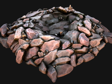Tin Ore Deposits Minerals in Rocks 3D Model