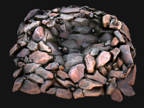 Tin Ore Deposits Minerals in Rocks 3D Model
