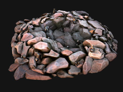 Tin Ore Deposits Minerals in Rocks 3D Model