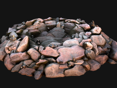 Tin Ore Deposits Minerals in Rocks 3D Model