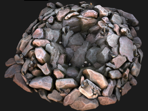 Tin Ore Deposits Minerals in Rocks 3D Model
