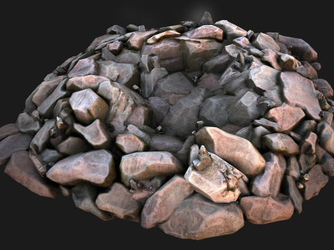 Tin Ore Deposits Minerals in Rocks 3D Model