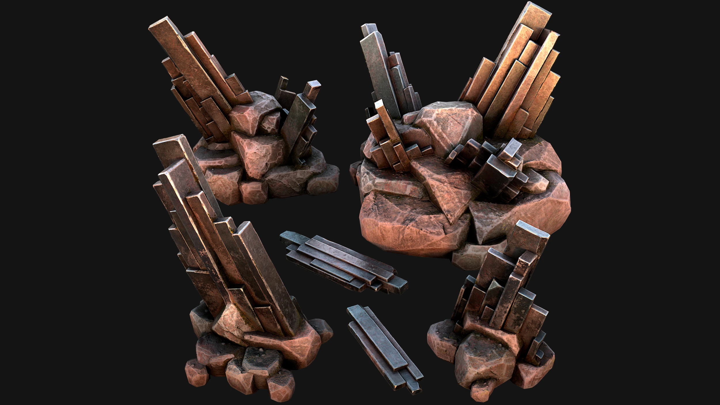 Silver Ore Mineral Stones and Rocks 3D Model .c4d .max .obj .3ds .fbx .stl .blend 