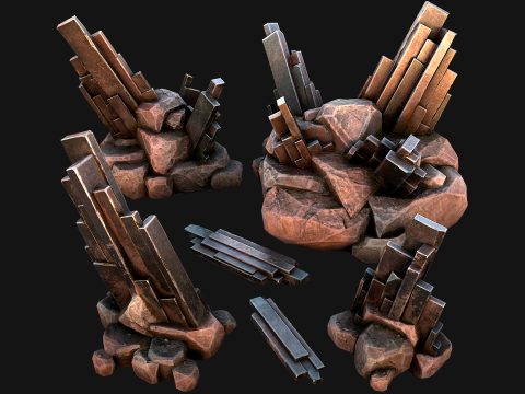 Silver Ore Mineral Stones and Rocks 3D Model