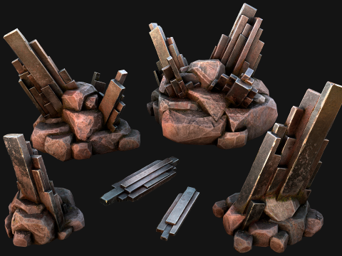 Silver Ore Mineral Stones and Rocks 3D Model