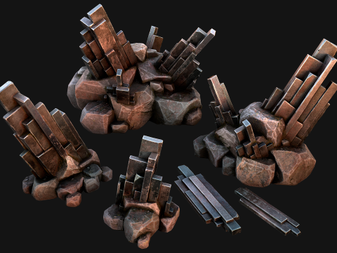 Silver Ore Mineral Stones and Rocks 3D Model